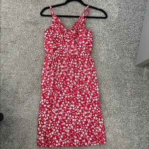 Red Floral Midi Dress